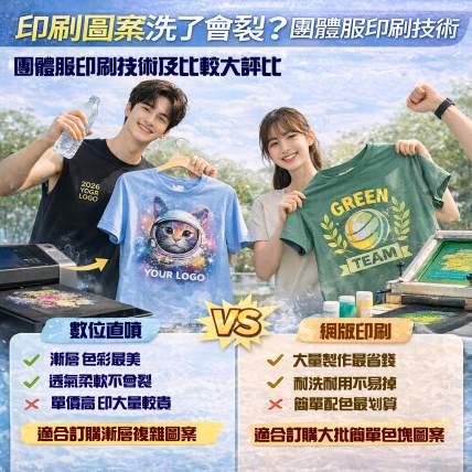 印刷圖案洗了會裂？團體服印刷技術大評比：數位直噴 vs 網版印刷優缺點