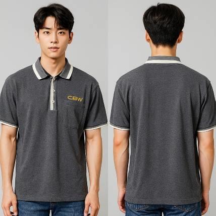 CBW灰色麻花POLO團體服｜撞色吸濕排汗公司制服