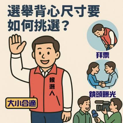 選舉背心尺寸怎麼挑？從揮手、拜票到鏡頭曝光都能撐住的完美版型指南！