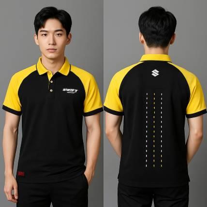 SUZUKI撞色制服POLO衫｜黃黑配色 × 賽道風格LOGO設計款