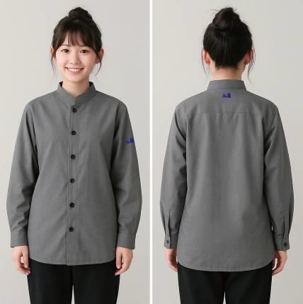 50嵐工作襯衫制服｜俐落灰色立領設計 × 適合高活動量店員的團體服