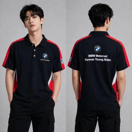 BMW C+T排汗布 POLO 衫｜黑紅拼接團體服案例