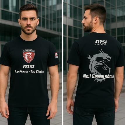 MSI電競黑T團體服｜經典LOGO印刷 × 電競品牌識別制服設計