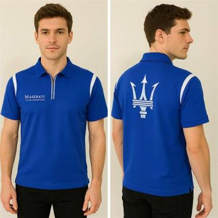 Maserati 品牌識別制服｜寶藍拉鍊式 POLO衫 團體服吸睛代表款