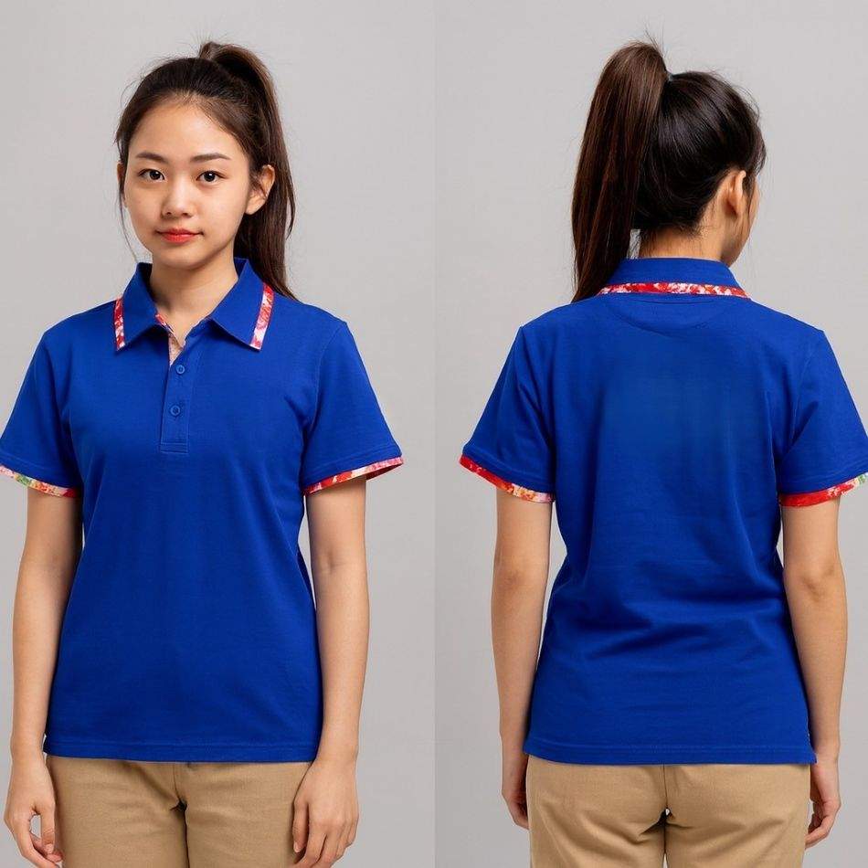 25支精梳棉 客家花布 POLO 衫 前後實拍 團體制服客製案例
