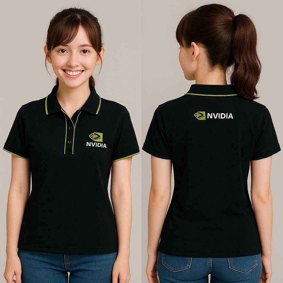 NVIDIA制服 正反面展示|黑色短袖Polo袖設計