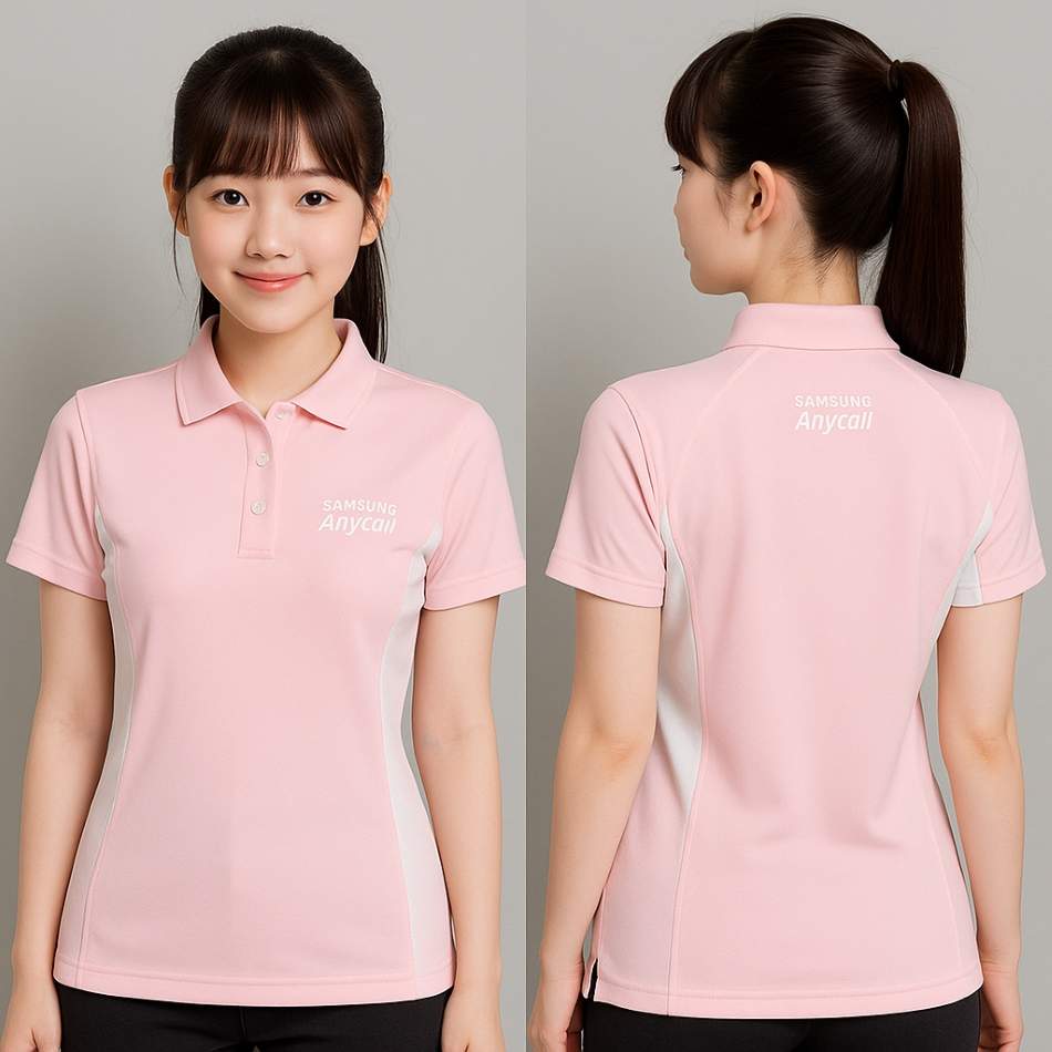 三星粉色立體方格POLO衫|企業制服 團體服 公司制服 客製化制服推薦