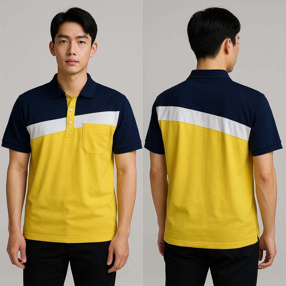 黃藍撞色排汗POLO衫|透氣快乾制服推薦 團體服設計