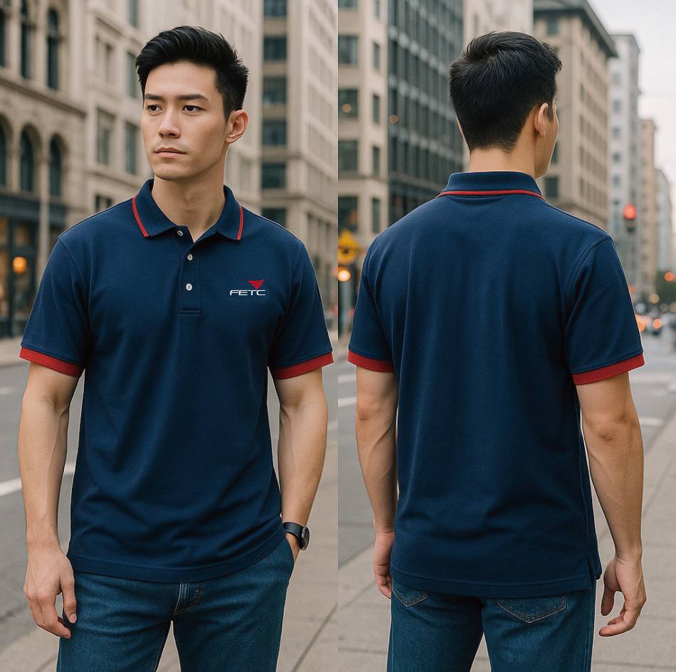 公司制服設計_FETC紅邊polo衫正反面展示