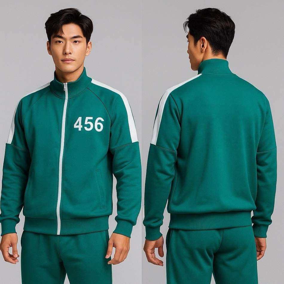 魷魚遊戲厚棉外套｜綠白撞色團體制服推薦