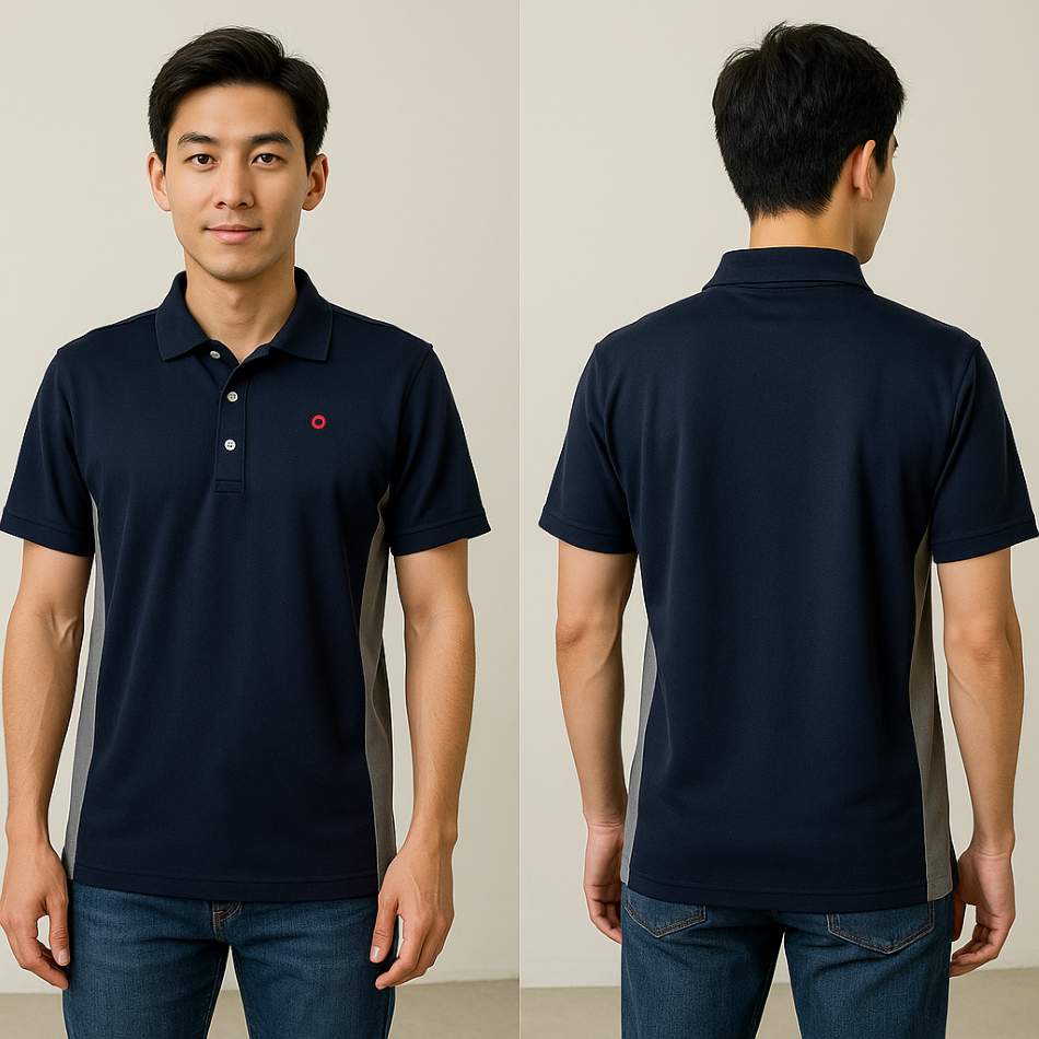 深藍拼色 POLO 團體服 正反面展示