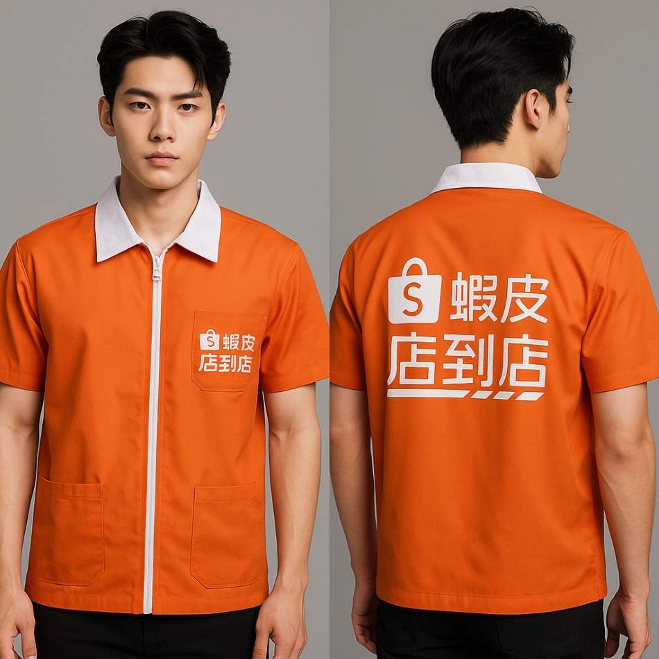 蝦皮店到店制服 橘色短袖工作服|公司團體服推薦