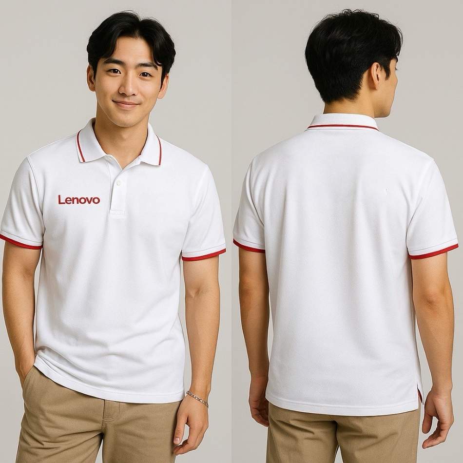 Lenovo白色紅邊POLO衫|排汗團體服 客製制服推薦