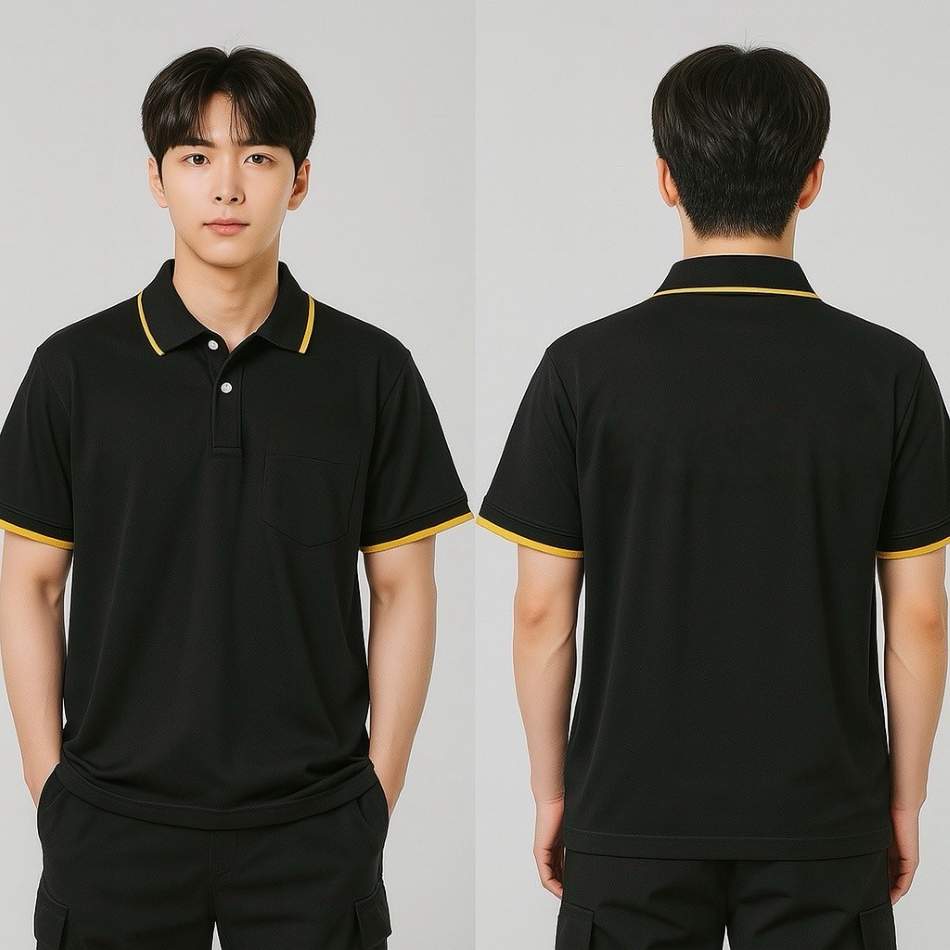 黑黃撞色排汗POLO衫 團體制服訂做 公司制服推薦