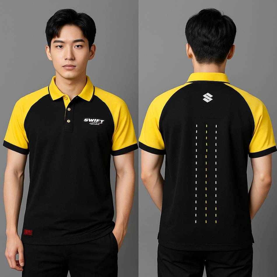 SWIFT 賽車團體 Polo 衫 黃黑撞色設計展示