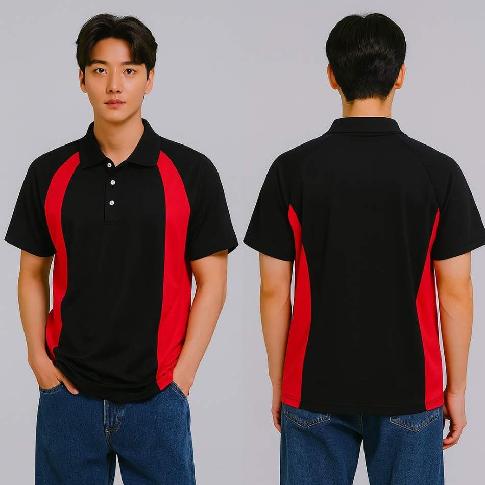 涼爽排汗 POLO 衫 黑紅拼接 運動剪裁 正反面 團體制服案例