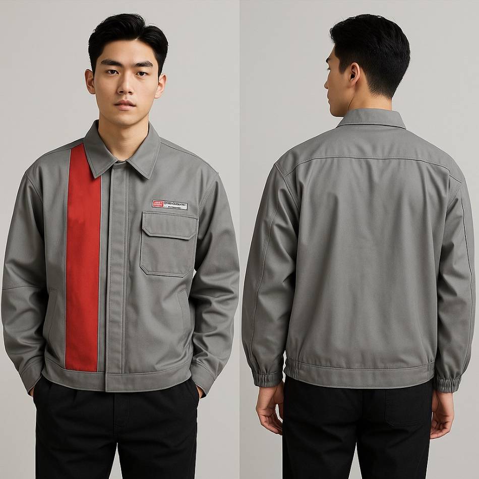 KIA 灰色紅條工作外套|團體制服推薦