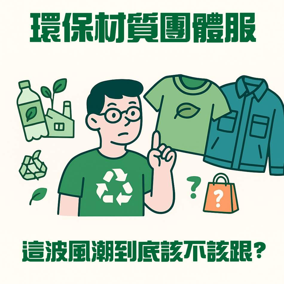 環保團體服製作流程與回收材質示意圖