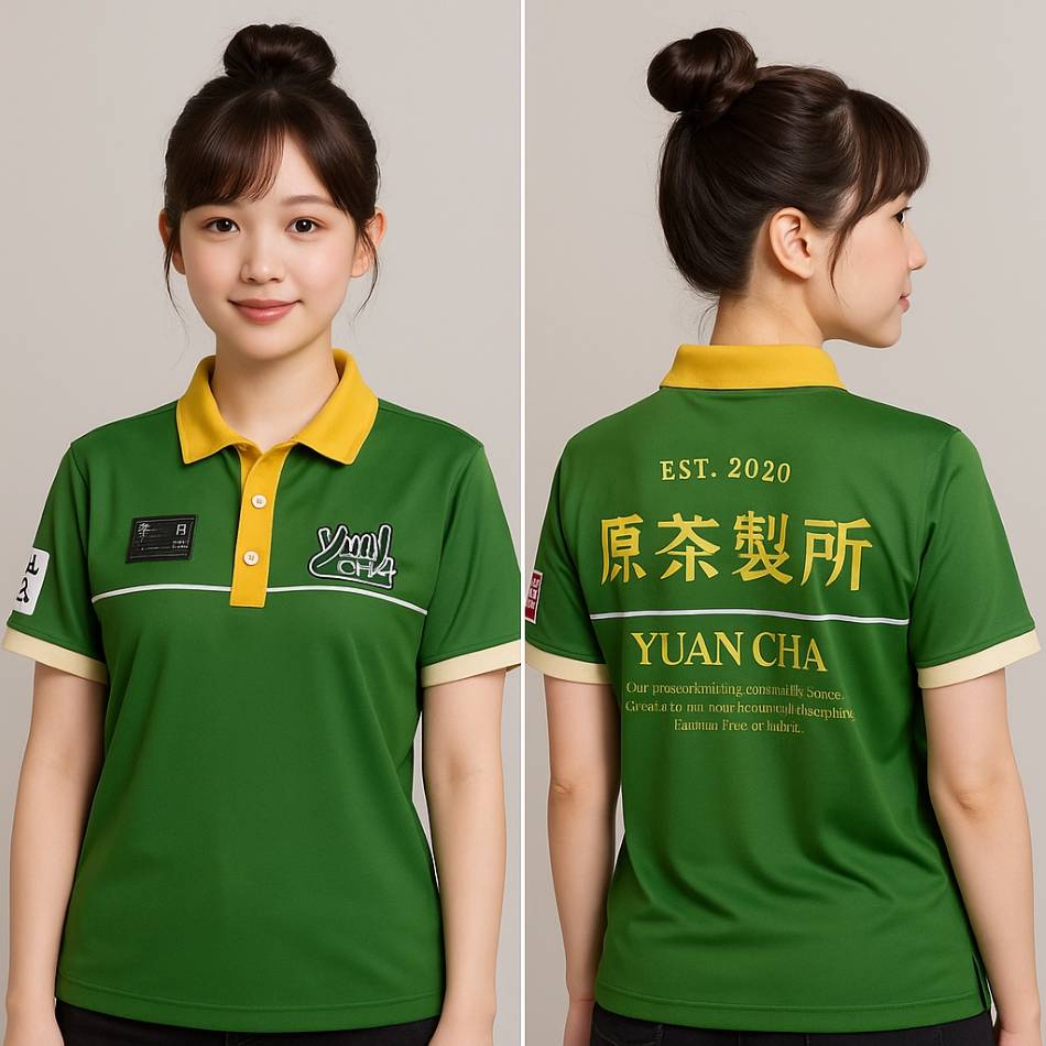 原茶製所 綠黃撞色制服 POLO衫|品牌識別工作服推薦