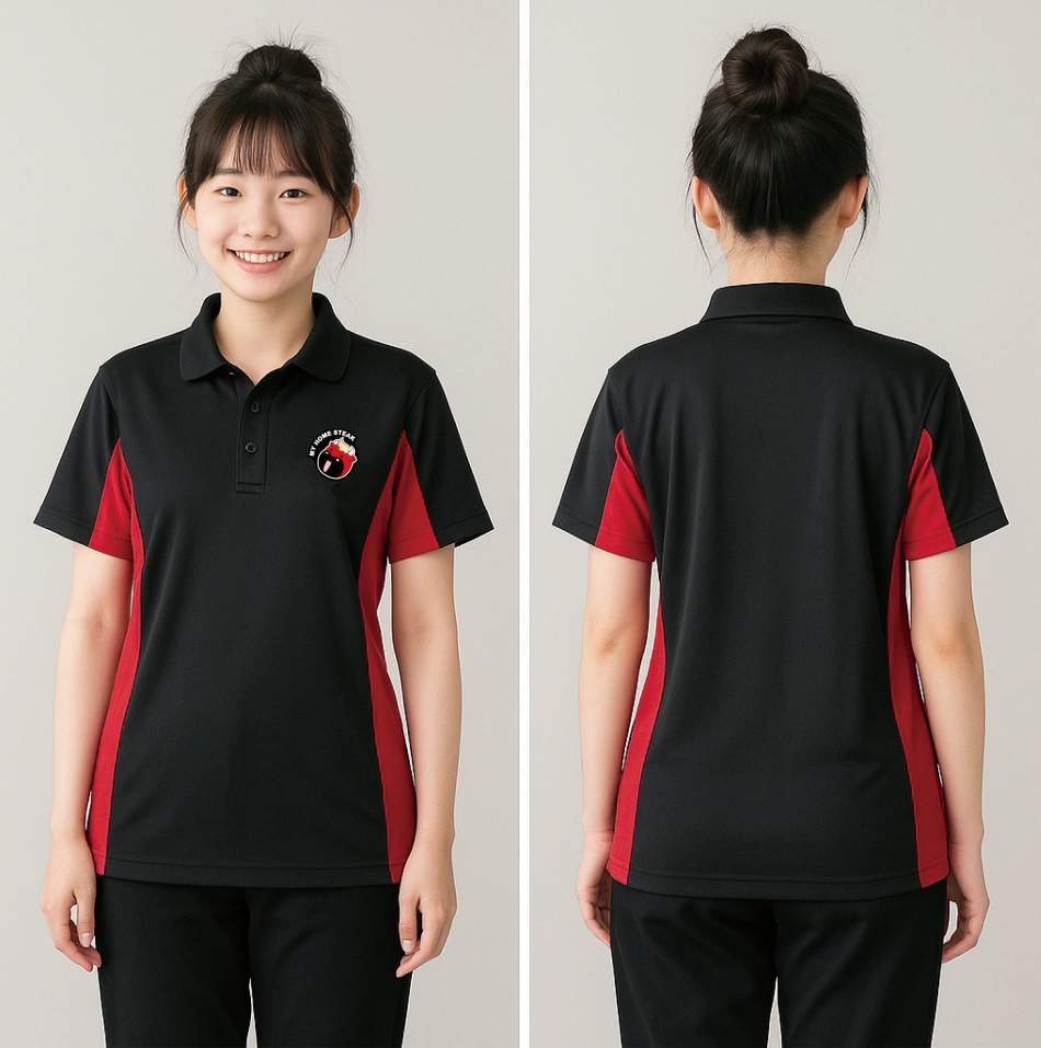 我家牛排POLO制服 正反面展示 餐飲服務團體服