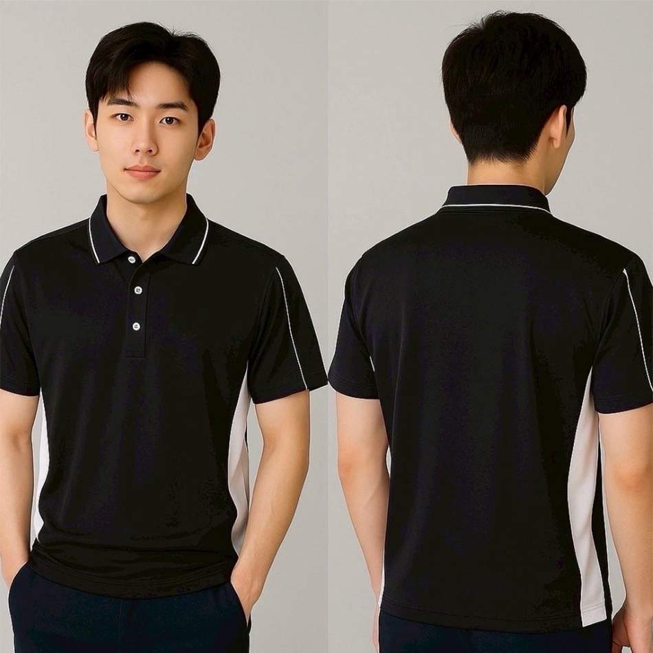 桃園團體服設計-黑白拼接吸排制服
