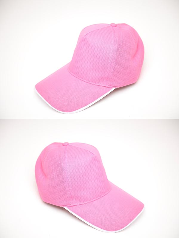 粉紅白邊休閒帽